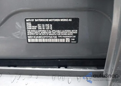 2023 BMW I4 Edrive35 z USA, uszkodzony, nr VIN WBY43AW02PFP58708